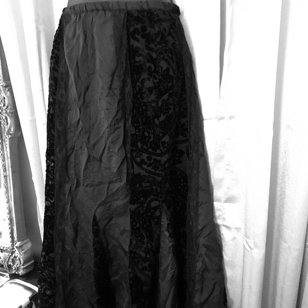 Plus size black lace, velvet long skirt 😚
